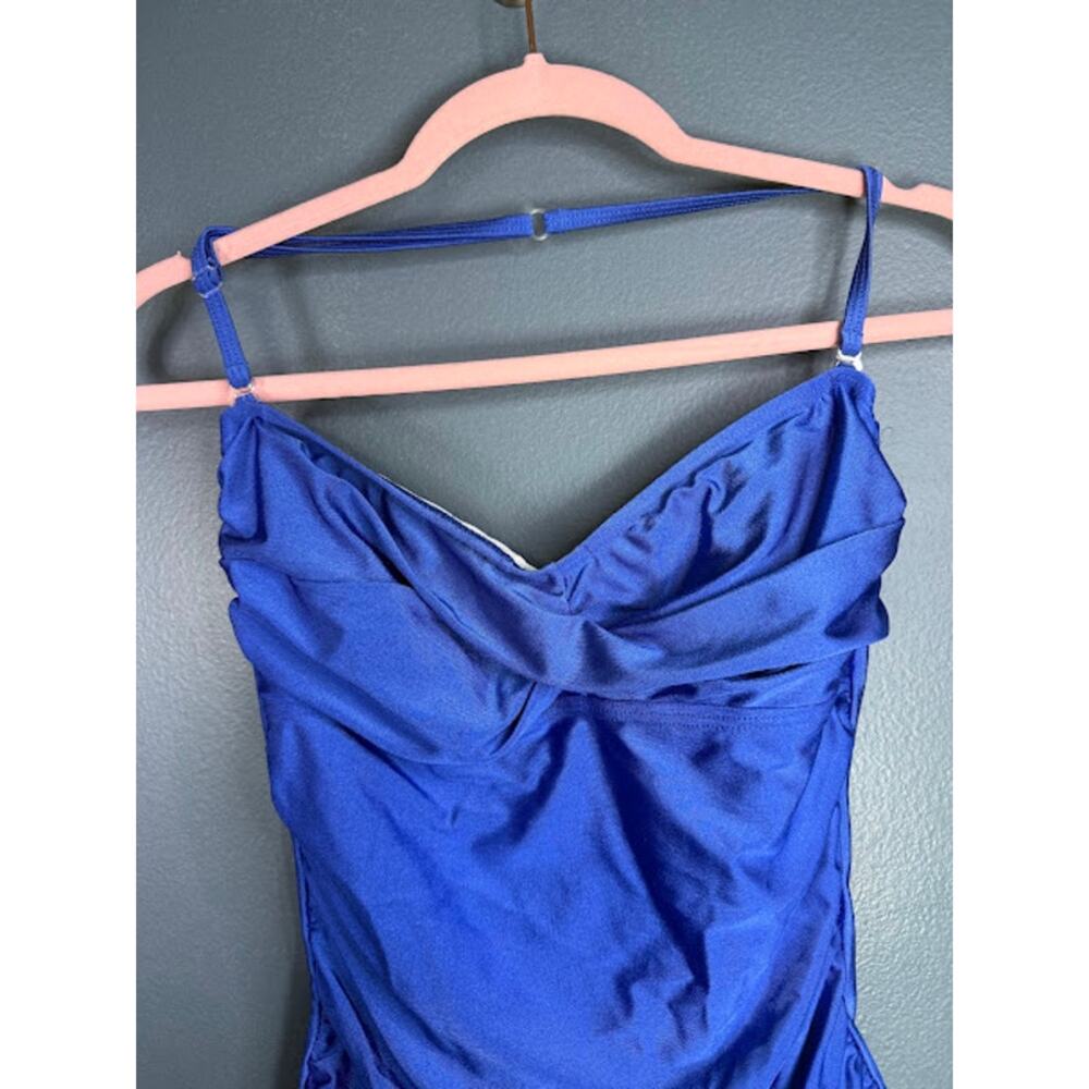 VTG Housewife One Piece Size 12 Swimsuit Removable Strap Ruching Slimming - Picture 4 of 9
